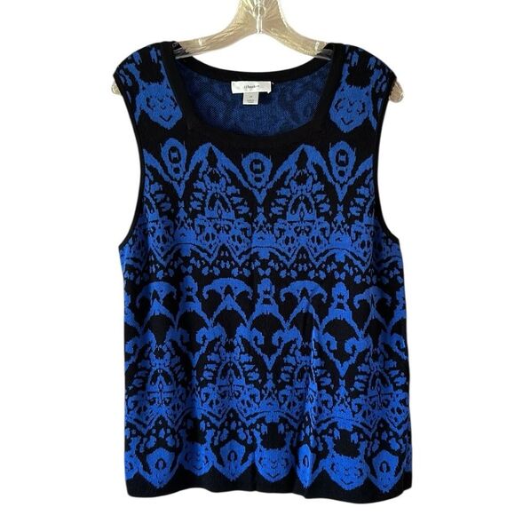 CJ Banks 2 Piece Black and Blue Full Zip Cardigan And Matching Tank - Picture 3 of 7